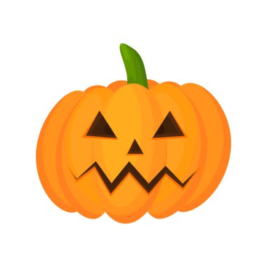 Cadılar Bayramı balkabağı karakteri. Tatil sonbahar illüstrasyonu. Vektör illüstrasyonu beyazda izole edildi.