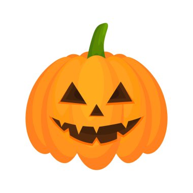 Cadılar Bayramı balkabağı karakteri. Tatil sonbahar illüstrasyonu. Vektör illüstrasyonu beyazda izole edildi.