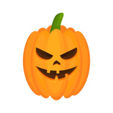 Cadılar Bayramı balkabağı karakteri. Tatil sonbahar illüstrasyonu. Vektör illüstrasyonu beyazda izole edildi.