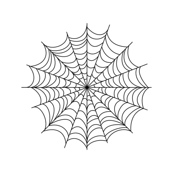 Spinnenweb Halloween Met Hand Getekend Spinnenweb Vector Illustratie Geïsoleerd Wit — Stockvector
