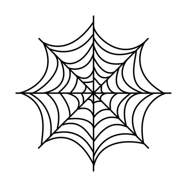 クモの巣 ハロウィンハンドはクモの巣を描いた 白地に独立したベクトル図 — ストックベクタ