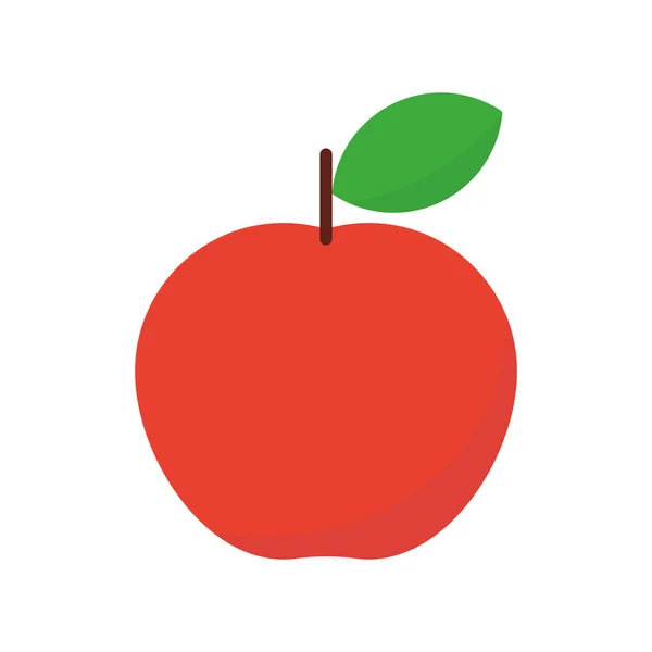 Roter Apfel Apfel Mit Blatt Vektor Isoliert Auf Weiß — Stockvektor