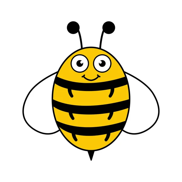 Симпатичный Пчелиный Характер Мультфильм Счастливая Летающая Пчела Добрыми Глазами Вектор — стоковый вектор