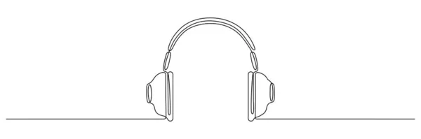 Cuffie Linea Continua Art Disegno Mano Simbolo Gadget Musicale Vettore — Vettoriale Stock