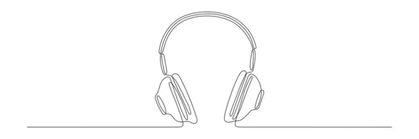 Kopfhörer Durchgehende Zeilenkunst Handzeichnen Musik Gadget Symbol Vektor Isoliert Auf — Stockvektor