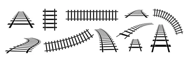 Vasúti Beállítva Vasúti Szállítási Útvonal Elemeinek Gyűjteménye Fehér Alapon Izolált — Stock Vector