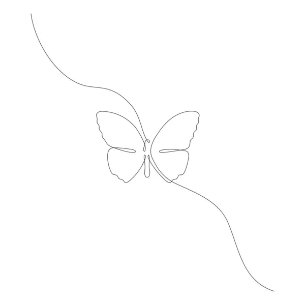 Butterfly Flying Continuous Line Art Drawing One Line Butter Fly —  Vetores de Stock