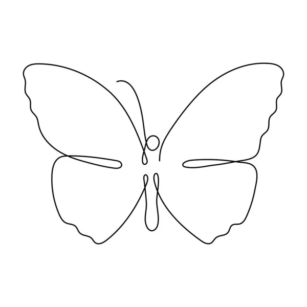 Butterfly Flying Continuous Line Art Drawing One Line Butter Fly — Stock Vector