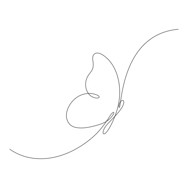 Butterfly Flying Continuous Line Art Drawing One Line Butter Fly — Stockový vektor