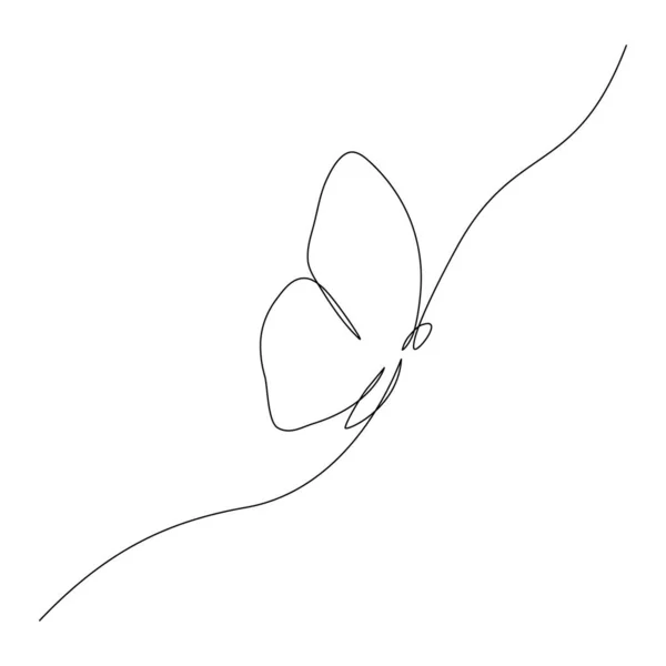 Butterfly Flying Continuous Line Art Drawing One Line Butter Fly — 스톡 벡터