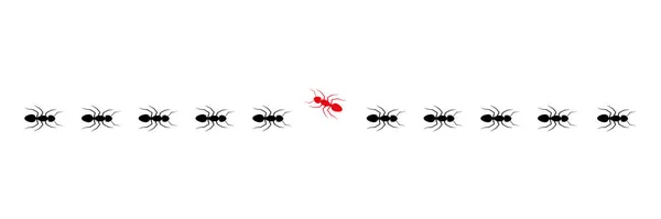 蚁群的踪迹 一只蚂蚁在改变方向思考不同的概念 在白色上隔离的病媒 — 图库矢量图片