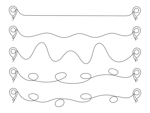 定位指针连续单行绘图集 Gps航路标识采集 在白色上孤立的向量图 — 图库矢量图片