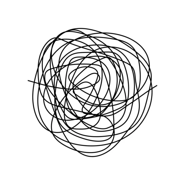 Ligne Abstraite Gribouiller Doodle Dessiné Main Cercle Enchevêtré Chaotique Vecteur — Image vectorielle