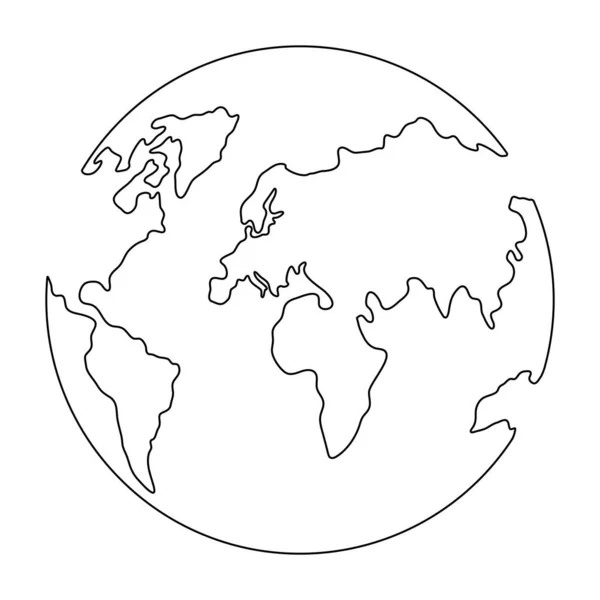 Terre Continue Art Linéaire Carte Monde Dessin Ligne Gribouillage Globe — Image vectorielle