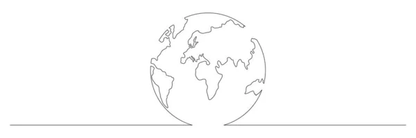 Világ Térkép Egy Vonal Művészet Folyamatos Földi Firka Vonal Rajz — Stock Vector