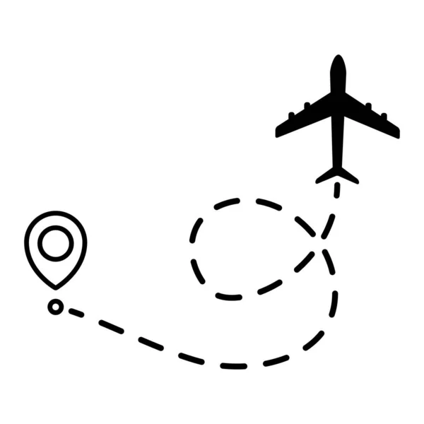 Jalur Pesawat Bertitik Rute Penerbangan Pesawat Dengan Titik Awal Dan - Stok Vektor