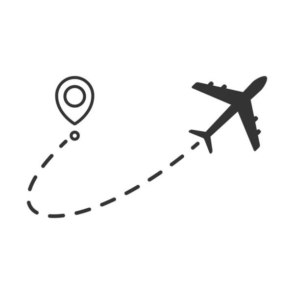 Trajectoire Pointillée Avion Itinéraire Vol Avion Avec Point Départ Ligne — Image vectorielle