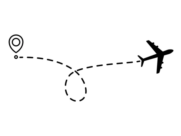 Διαδρομή Διακεκομμένη Από Αεροπλάνο Διαδρομή Πτήσης Αεροπλάνου Σημείο Εκκίνησης Και — Διανυσματικό Αρχείο