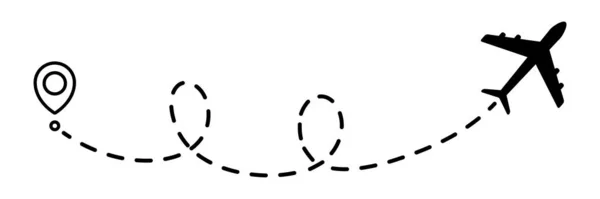 Flugzeuglinie Übersät Weg Flugstrecke Mit Startpunkt Und Gestrichelter Linienführung Reise — Stockvektor
