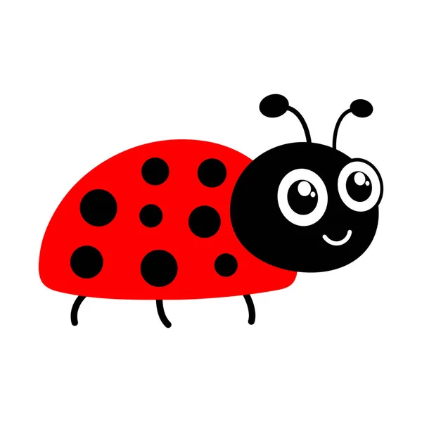 Ladybug Cute Character Little Red Ladybird Vector Isolated White — 스톡 벡터
