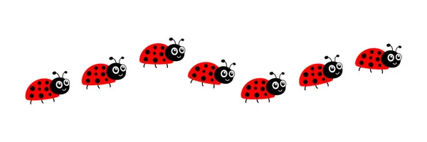 Ladybug Cute Character Set Red Tiny Ladybirds Group Vector Isolated —  Vetores de Stock