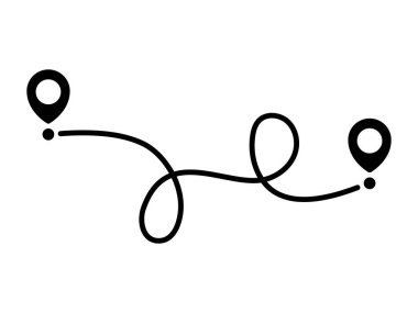 Pin haritası çizgisi. Navigasyon işaretleri. Vektör illüstrasyonu beyazda izole edildi.