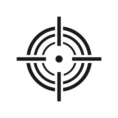 Keskin nişancı dürbünü. Hedef hedef ikonu. Keskin nişancı tüfeği namlusu. Vektör beyazda izole edildi.