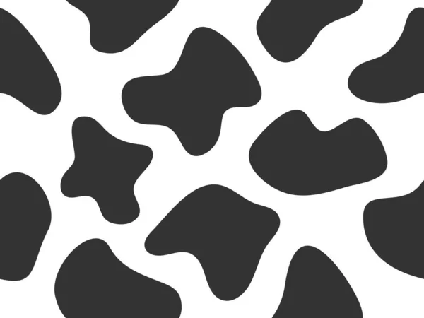 Cow Animal Skin Seamless Pattern Hand Drawn Spots Backdrop Abstract — Stock Vector