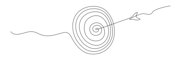 Cible Avec Dessin Ligne Continue Flèche Cercle Linéaire Dessiné Main — Image vectorielle