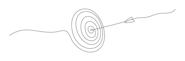 Ziel Mit Pfeil Kontinuierliche Linienzeichnung Handgezeichneter Linearer Torkreis Vektor Illustration — Stockvektor