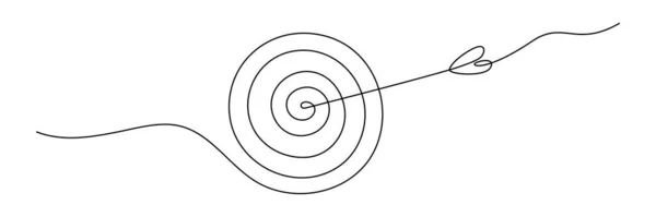 具有箭头连续线绘图的目标 手绘直线球门圈 在白色上孤立的向量图 — 图库矢量图片
