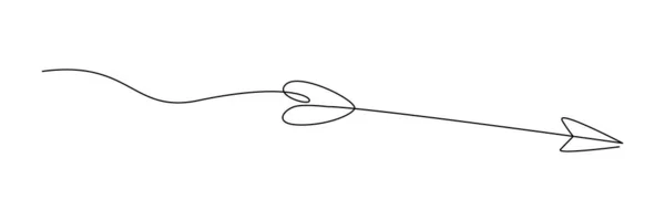 Kontinuierliche Strichzeichnung Pfeil Fliegende Welle Symbol Zielpfeil Vektor Illustration Isoliert — Stockvektor