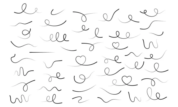 Coleção Linhas Desenhadas Mão Doodle Marca Conjunto Elementos Diferentes Lineares — Vetor de Stock