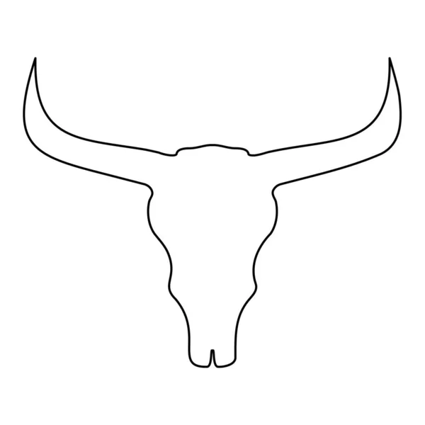 Cabeza Del Cráneo Toro Cuernos Animales Occidentales Vector Aislado Blanco — Vector de stock