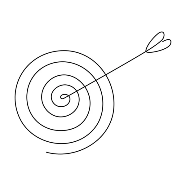 Objetivo Con Dibujo Línea Continua Flecha Círculo Lineal Dibujado Mano — Archivo Imágenes Vectoriales