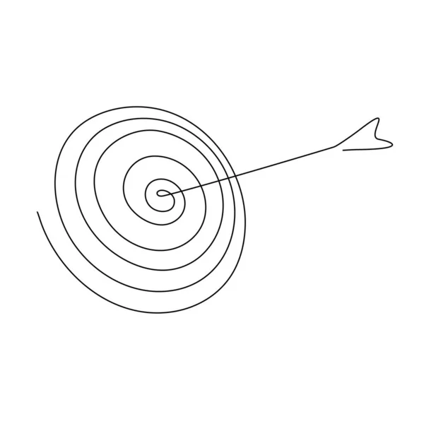 Target Arrow Continuous Line Drawing Hand Drawn Linear Goal Circle — Stock Vector