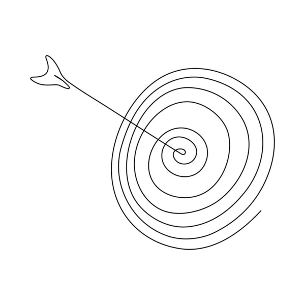 Objetivo Con Dibujo Línea Continua Flecha Círculo Lineal Dibujado Mano — Archivo Imágenes Vectoriales