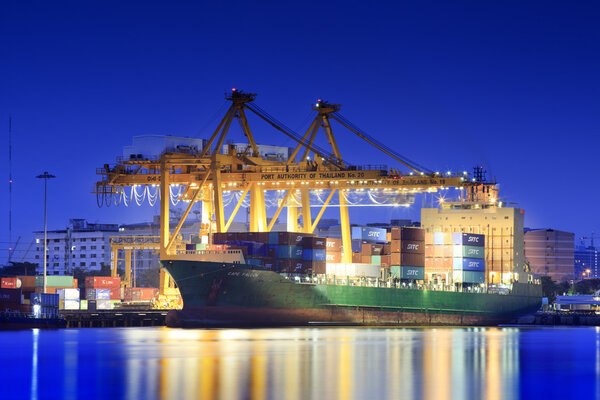 Port of Klongkuay - Bangkok with blue clear sky