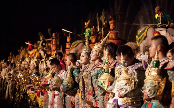 Khon -Thai classical masked ballet and Thai historical acting — Stock Photo, Image