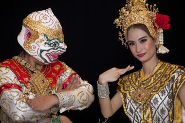 Antik Tayland dans Taylandlı genç bayan portresi