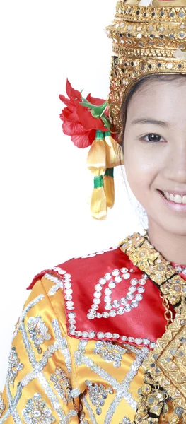 Retrato da jovem tailandesa em uma antiga dança tailandesa wea — Fotografia de Stock
