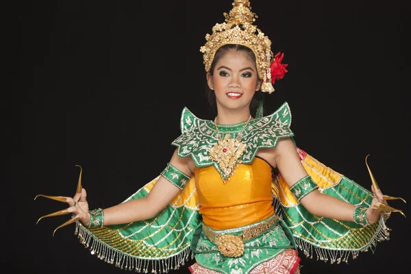 Portrét thajské mladá dáma v dávných Thajsko tanec — Stock fotografie
