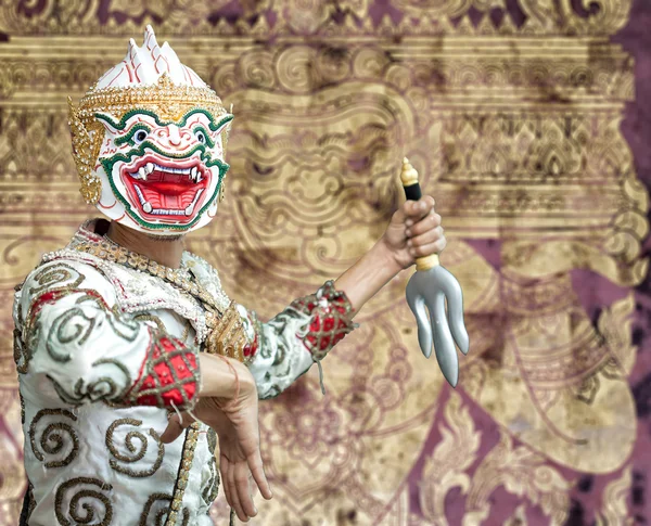 Gamla ramayana bild på väggen i thailändska tempel. — Stockfoto