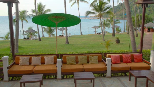 Outdoor table and sofas — Stock Photo, Image