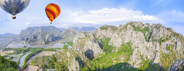 Grand mountain and farm