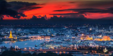 Grand palace at twilight in Bangkok clipart