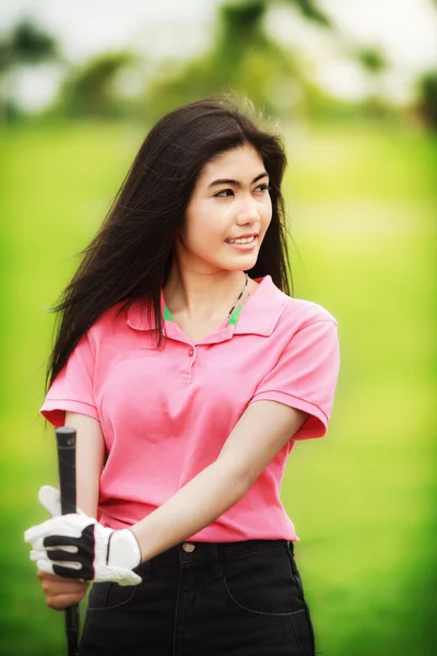 Asien mädchen golferin — Stockfoto