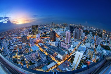 Bangkok şehir gece görünümü