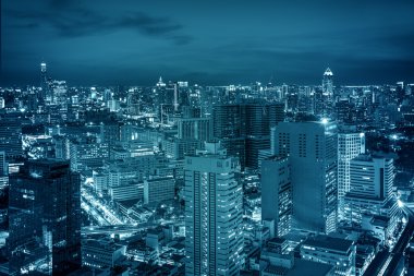 Bangkok şehir gece görünümü 