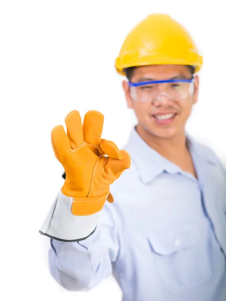 Engenheiro no capacete de construção — Fotografia de Stock